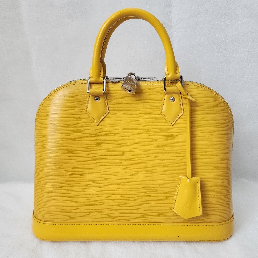 Auth Louis Vuitton Alma Citron Epi Leather Handbag